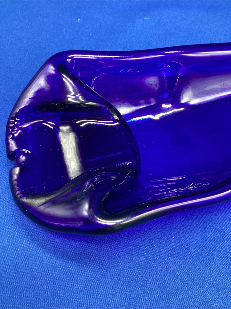 Melted Slumped Wine Bottle - Blue