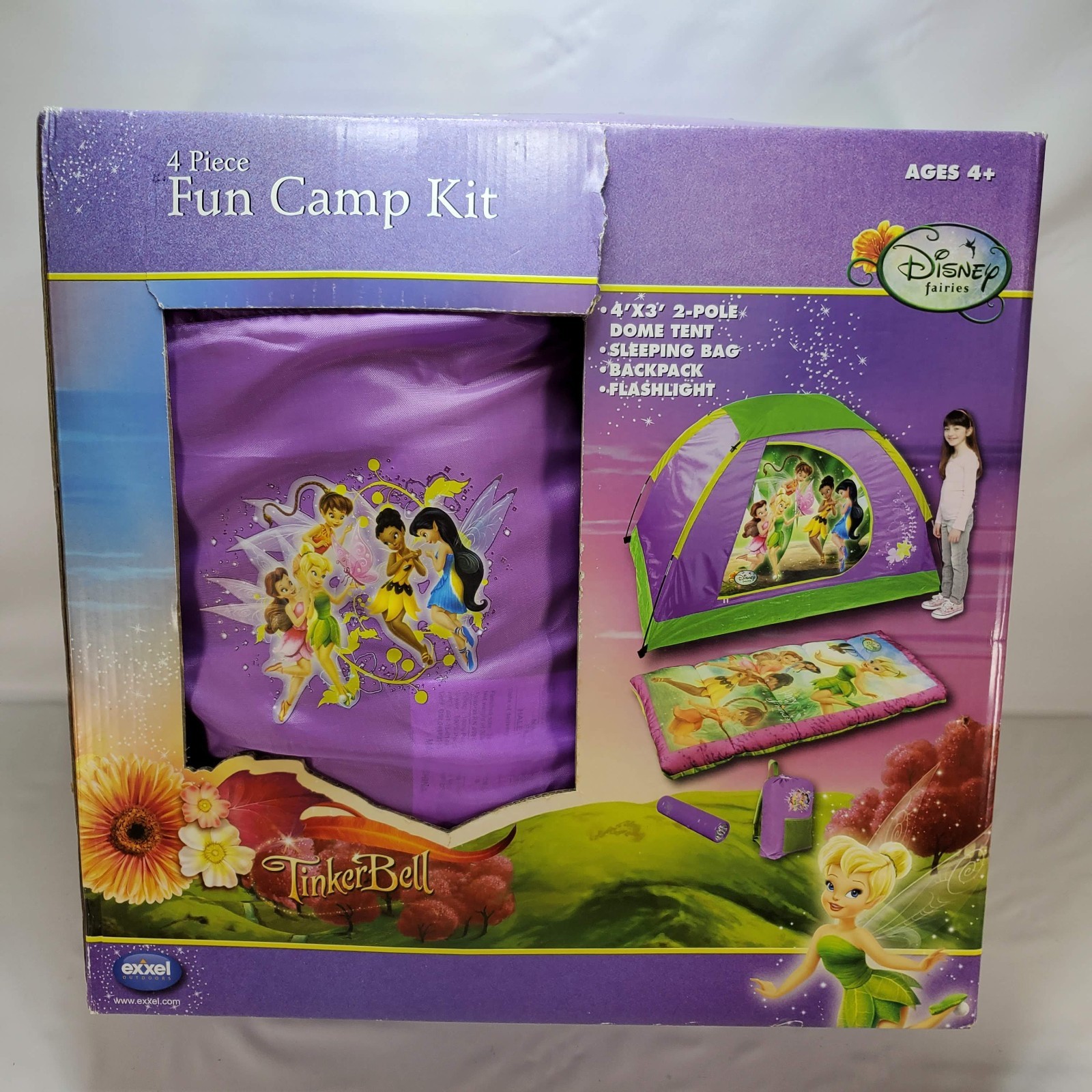 Disney Princess Tinkerbell Camp Kit Backpack Tent Flashlight Sleeping Bag Kids