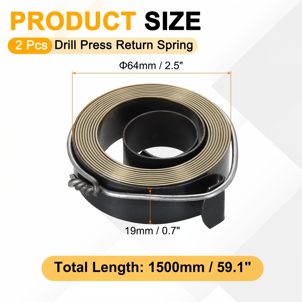 2Pcs Drill Press Return Spring 64 x 19 x 1 mm Quill Spring Feed Return Coil