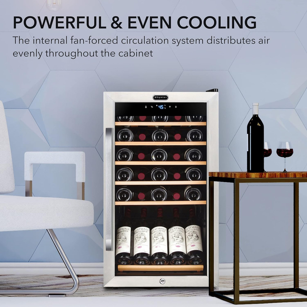 34 Bottle Freestanding Wine Refrigerator Display Shelf Digital Control Gray