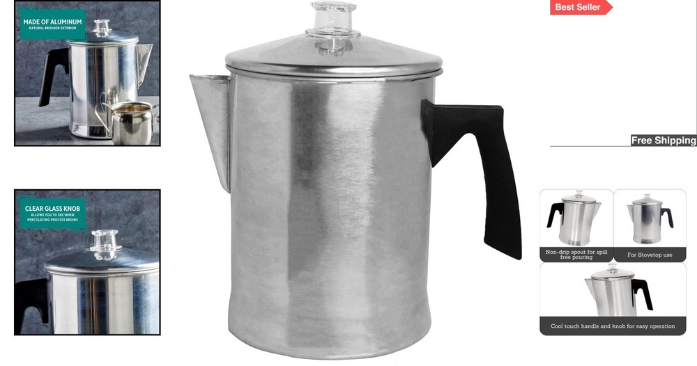 Versatile 9-Cup Percolator: Perfect for Home Brewing & Camping Adventures
