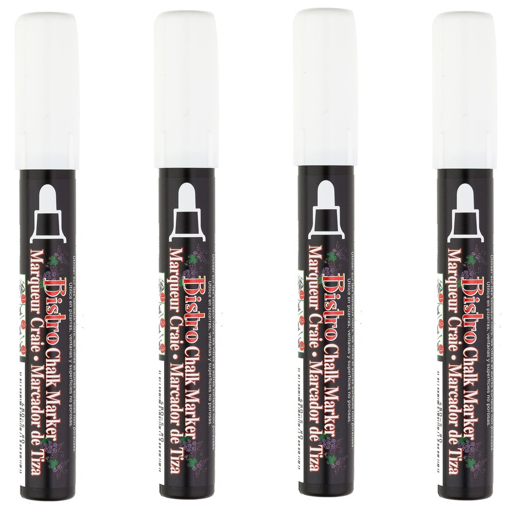 UCHIDA 4 White Broad Tip Bistro Chalk Marker 1,