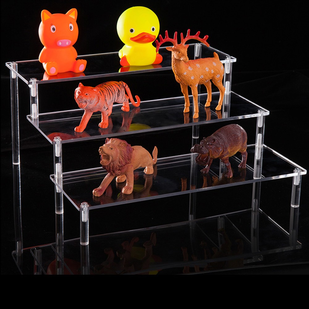3-Tier Clear Acyrlic Riser Platform Tabletop Small Shelf Display 8X7.8X6"