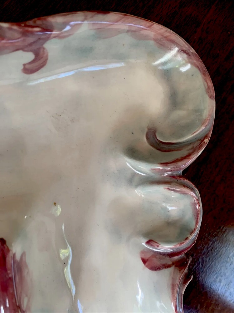 Vintage Ashtray Studio Pottery Glazed MCM Decor Scroll Edge 1970’s Large 9”