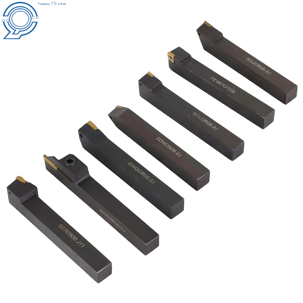 Carbide Indexable Turning Tool 1/2" 7PCS Lathe Tool Bit Set Thread Insert+Holder