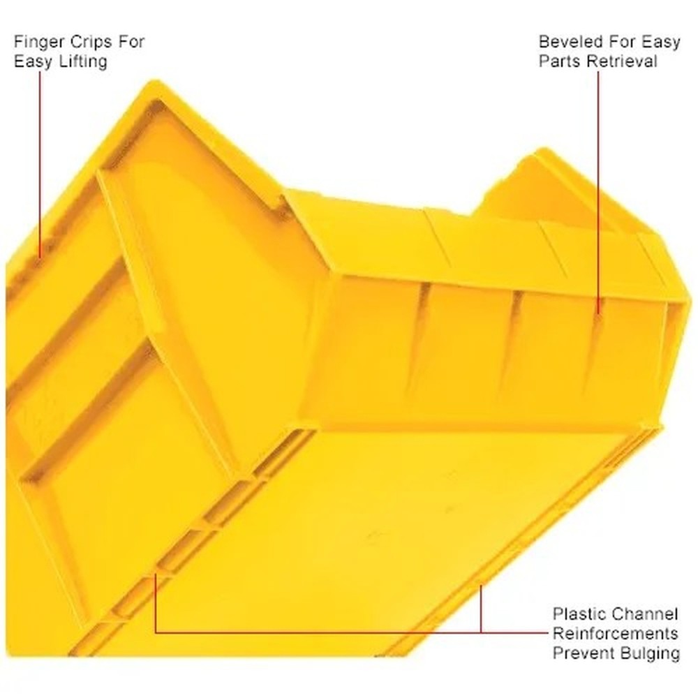 Plastic Hang & Stack Bin, 18"L x 16-1/2"W x 11"H, Yellow - Pkg Qty 3