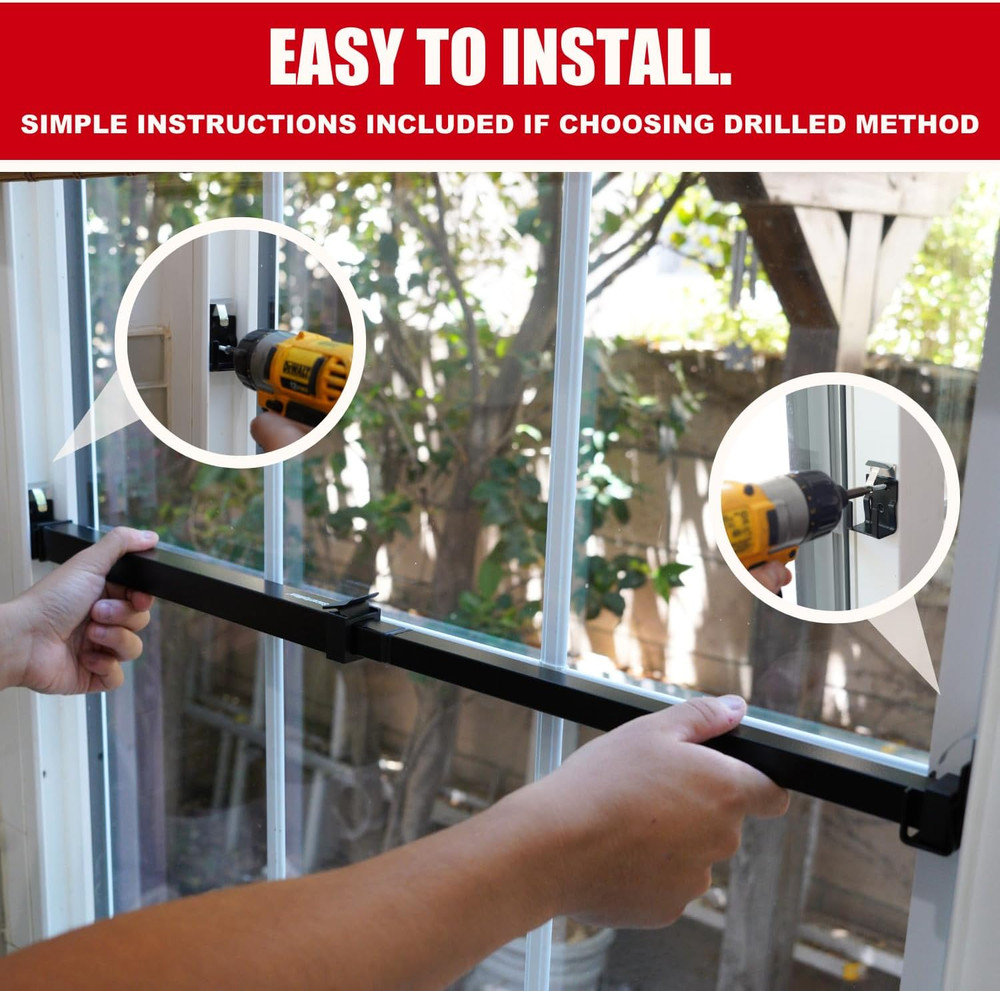 Window Security Bar - Easy Install for Horizontal/Vertical Windows - Adjustable