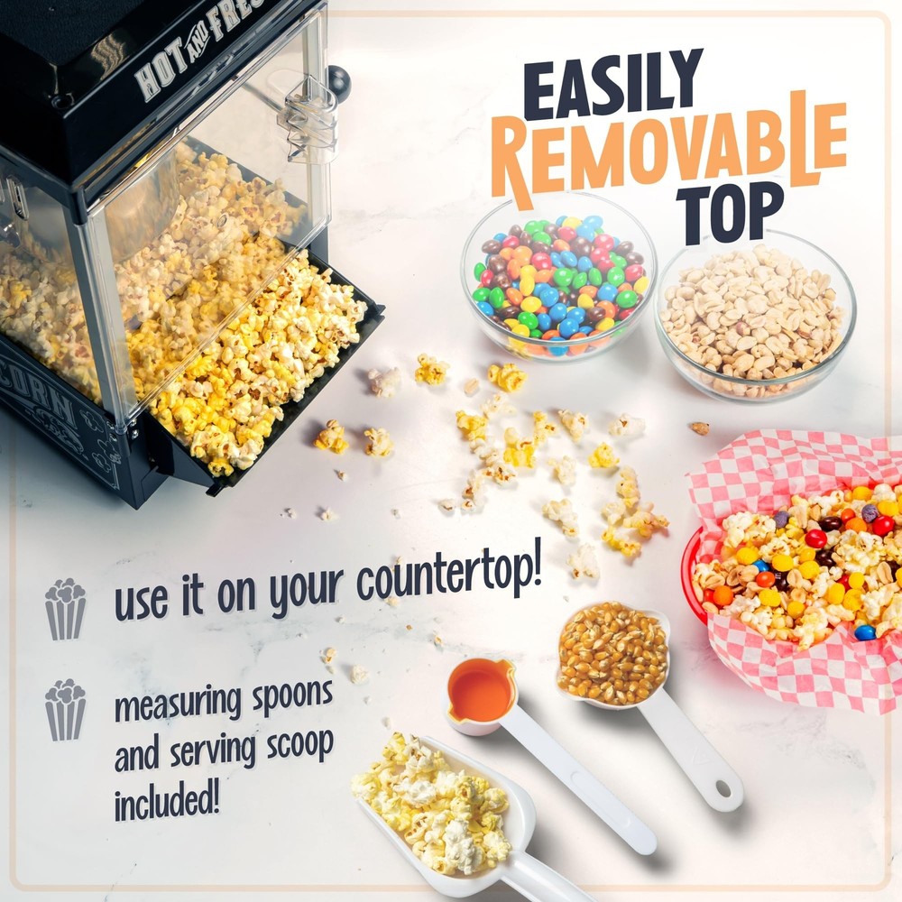 Nostalgia Popcorn Maker Machine - Professional Cart With 2.5 Oz Kettle Makes ...