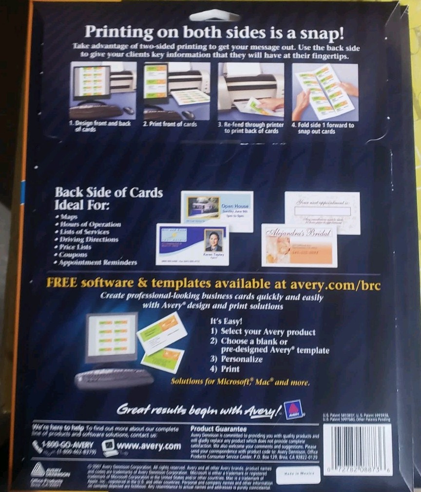 Avery Clean Edge Printable Business Cards 2" x 3-1/2", White, 200 Cards (8873)