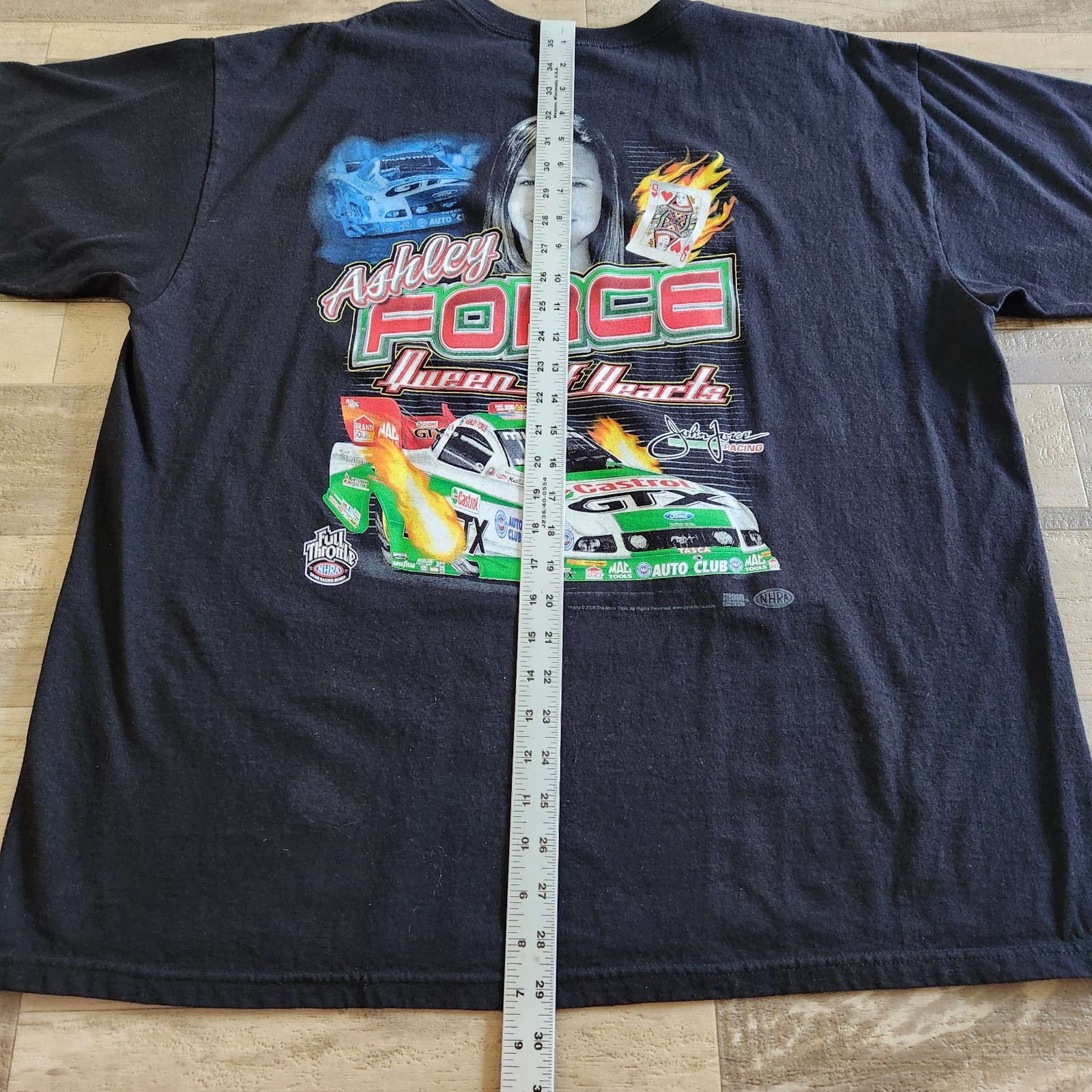 Ashley Force T Shirt Size 2XL Queen of Hearts NHRA Drag Racing Castrol Anvil