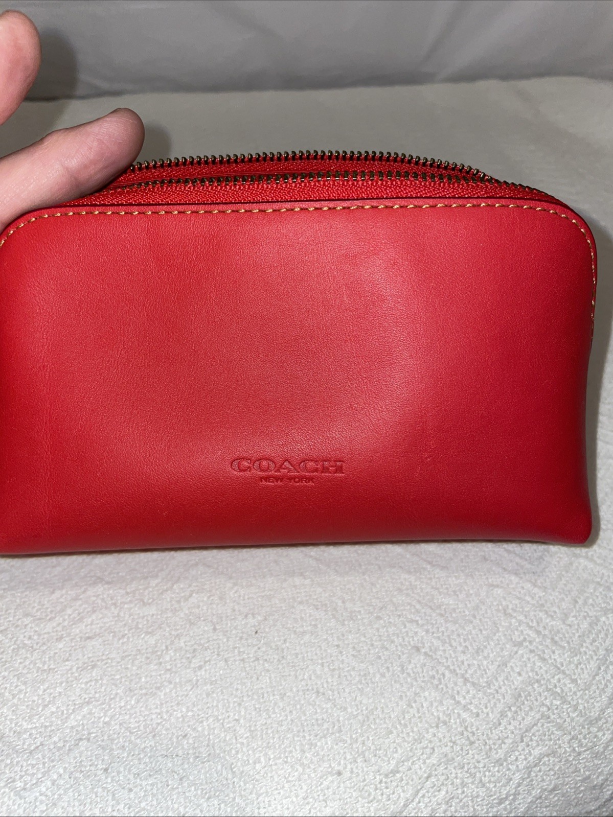 New Authentic Coach/Disney Red Leather Mickey Mouse Makeup Pouch
