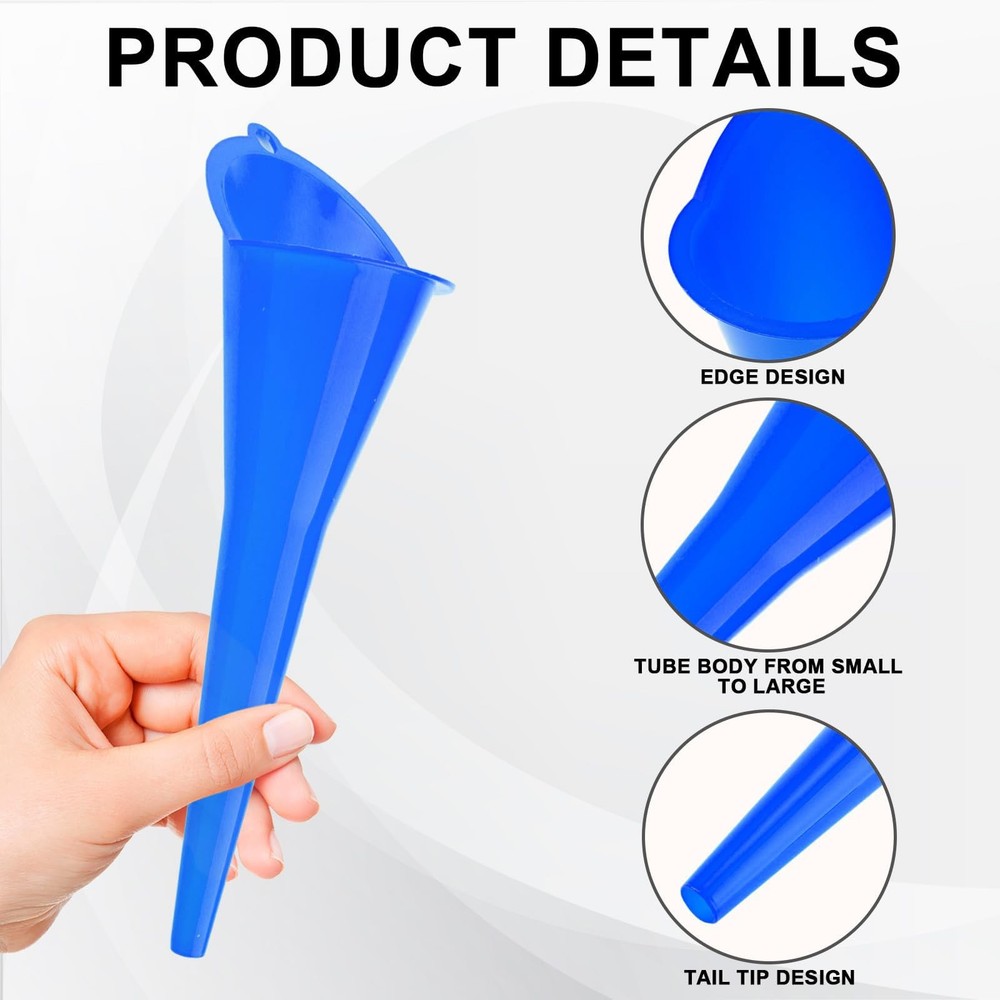 Long-Neck Oil Funnel for Automotive – Multi-Function Plastic Blue (1-Pack)