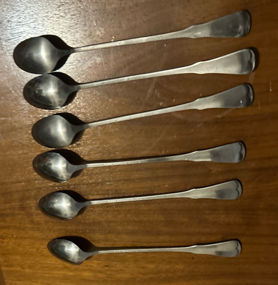 6 Iced Tea Spoons ONEIDA Community PATRICK Henry Stainless Flatware