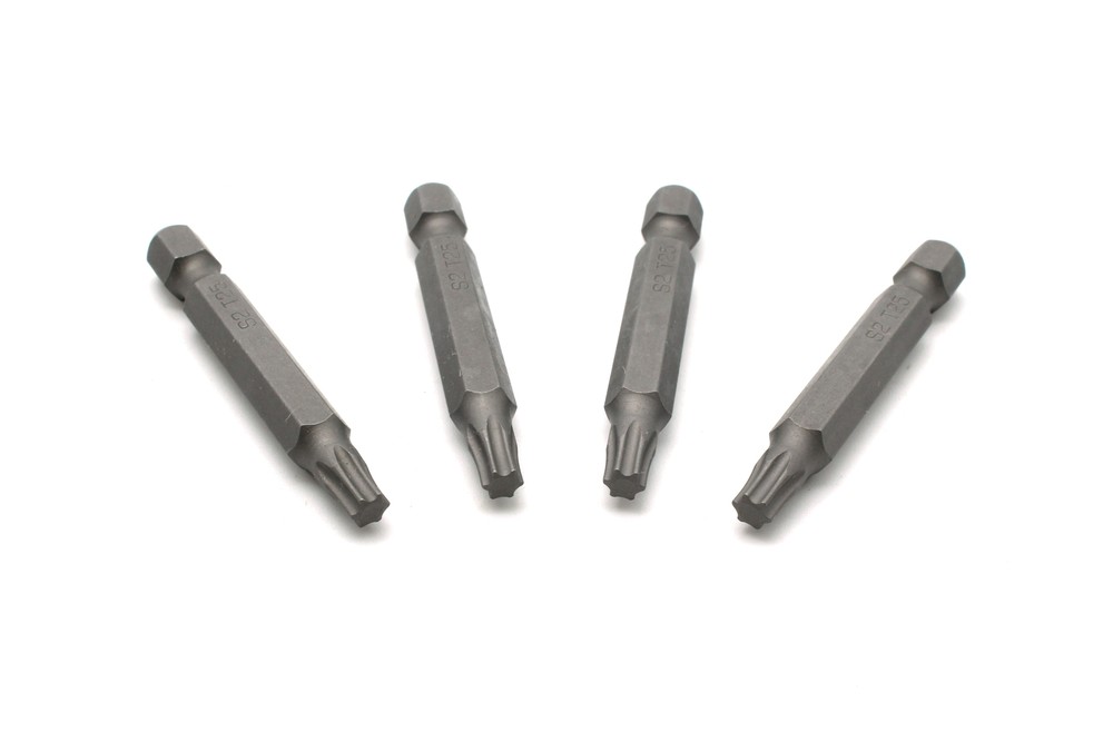 TEMO 25p 2" T-25 Torx 6 Point Screwdriver Insert Bits Hex Shank w Security Slot