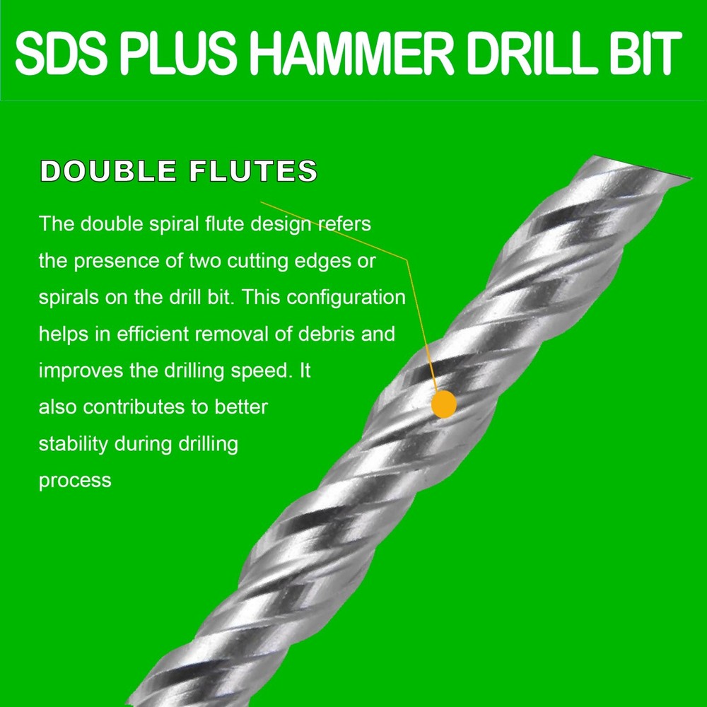 8Pcs SDS Plus Rotary Hammer Drill Bit Set Carbide Tip Masonry Concrete Drill Bit