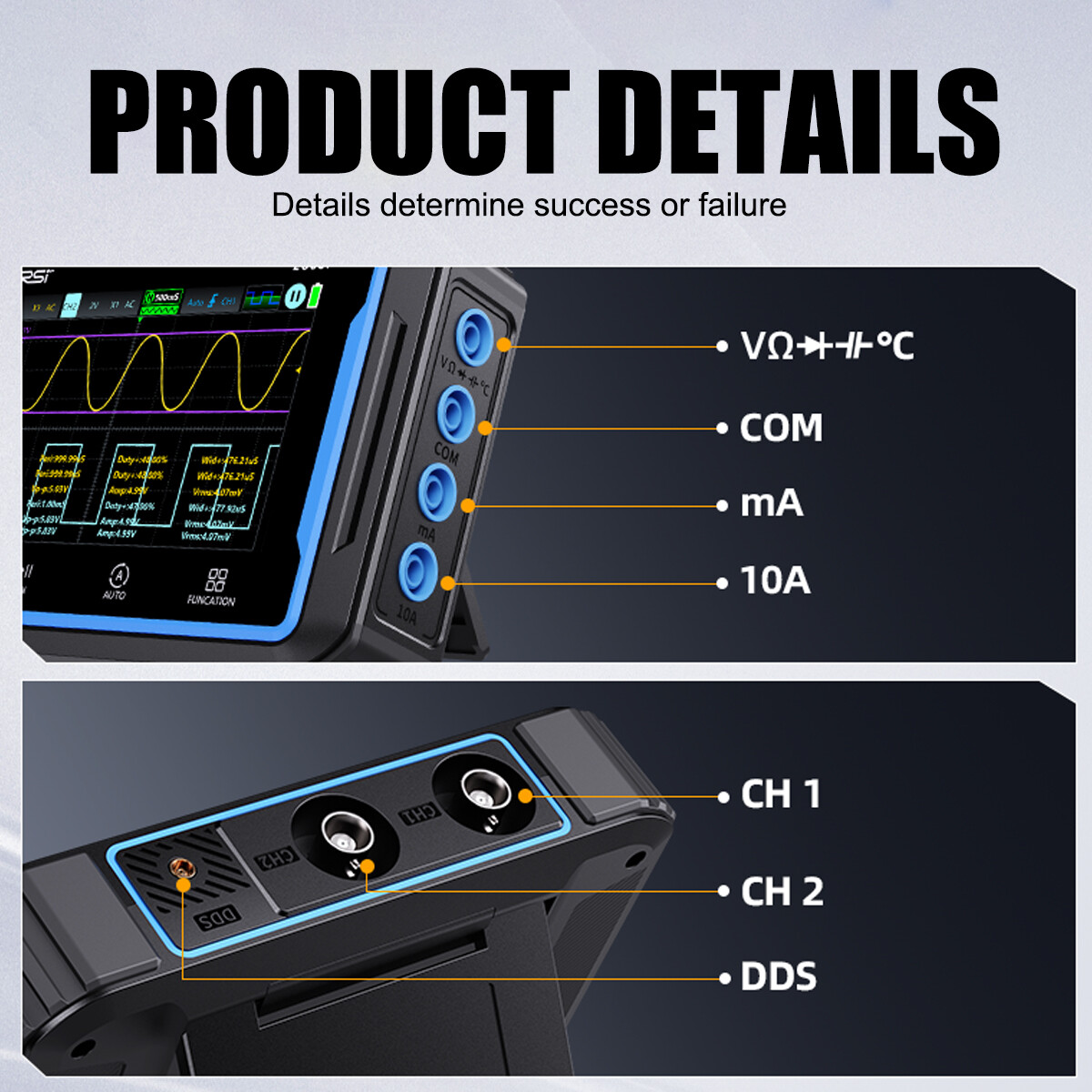FNIRSI 2C53P Handheld Digital Oscilloscope Multimeter Signal Generator IPS Touch
