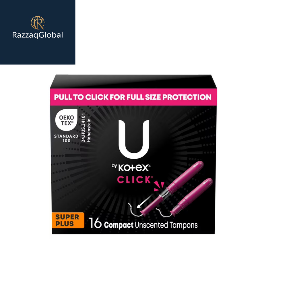 U by Kotex Click Compact Tampons, Super Plus, Unscented, 16 Count