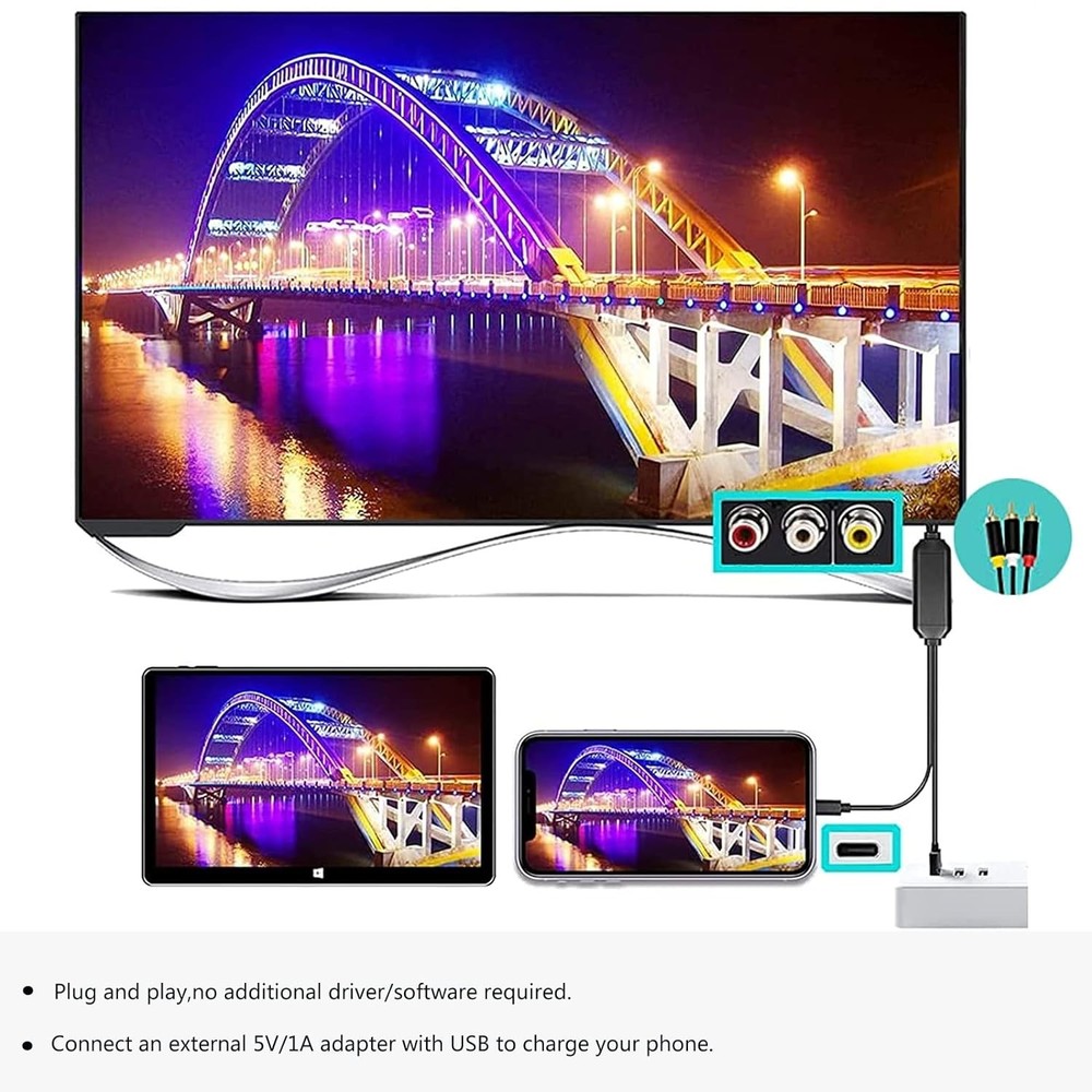 USB C to RCA Cable Adapter, 6Ft Type-C with usb c rca