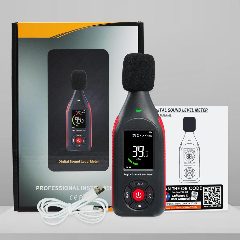 Decibel Meter Data Logger, Digital Sound Level Meter with Recording, dB Meter...