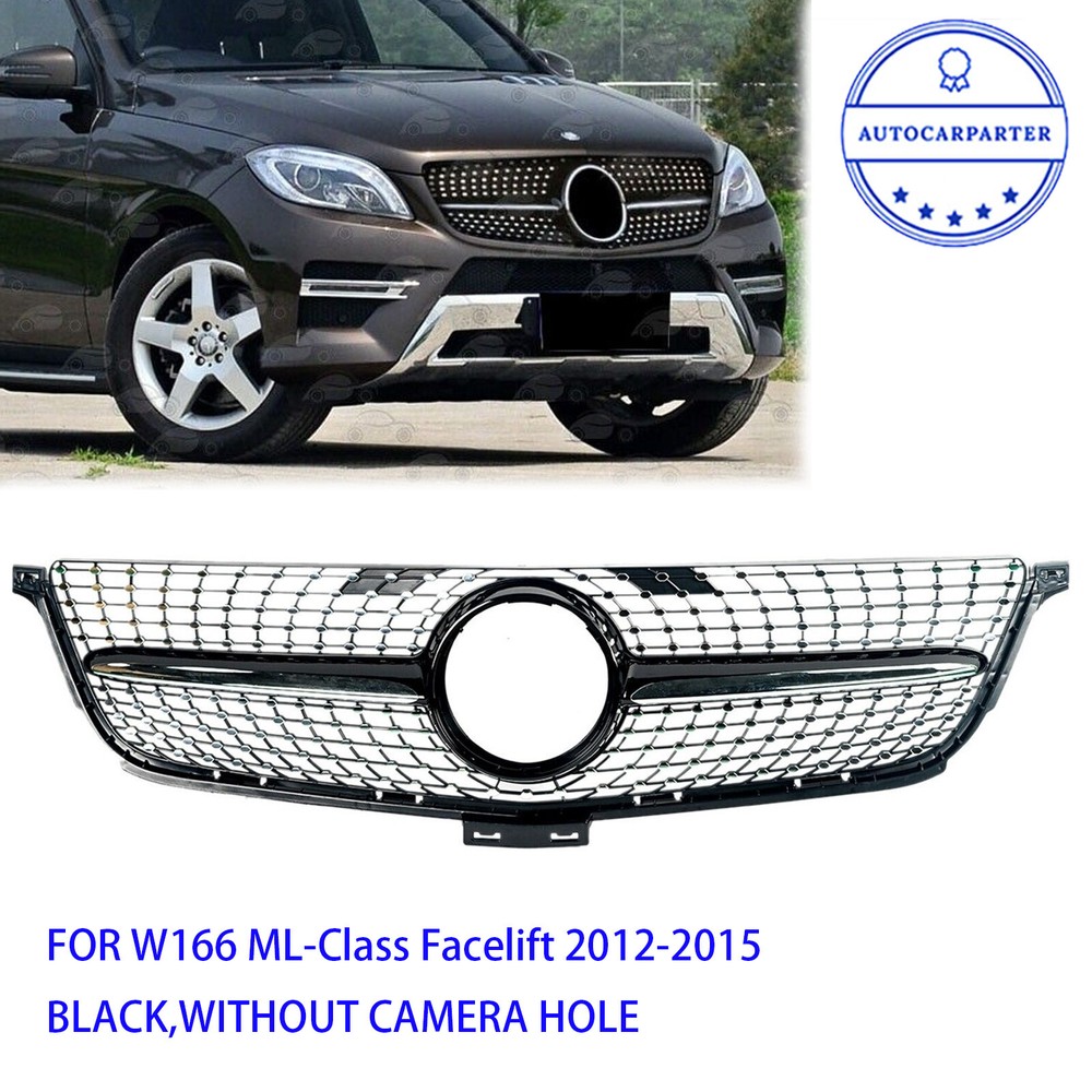 Diamond Front Grille For Mercedes Benz W166 ML-Class Facelift 2012-2015 Black