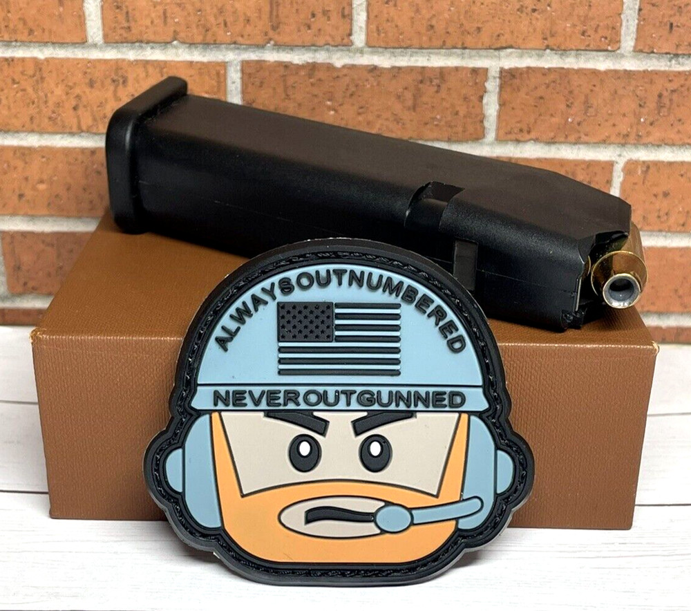 Tactical Morale Patch - PVC Never Out Gunned Operator Patch - Military Gun Patch