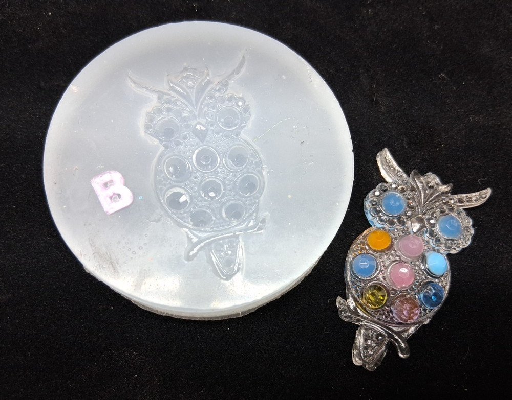 Handmade owl diamond pendant B mold-MOLD ONLY-