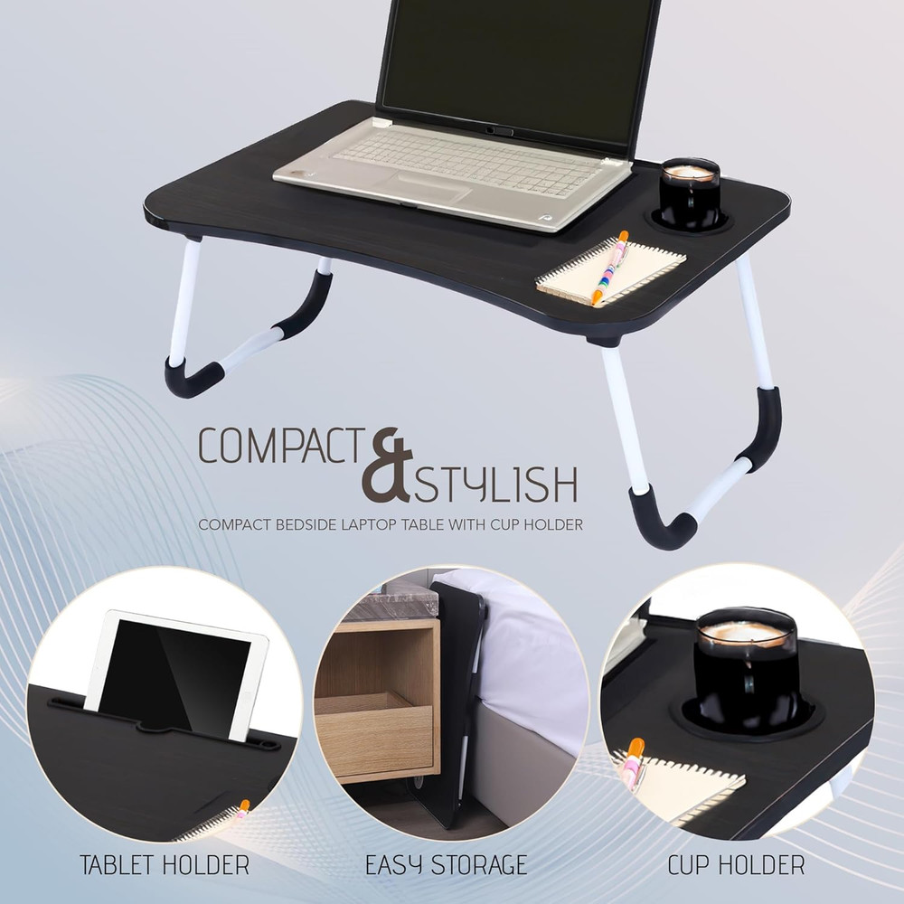 2-Pack Foldable Laptop Table, Breakfast Serving Bed Tray, Lap Desk with Foldable