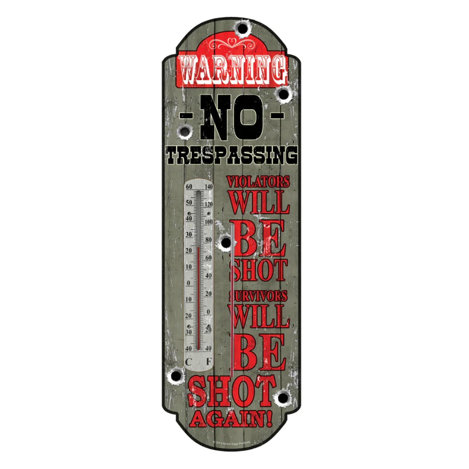 Rivers Edge Products Tin Thermometer, 17" x 5" Indoor or Outdoor Thermometer,