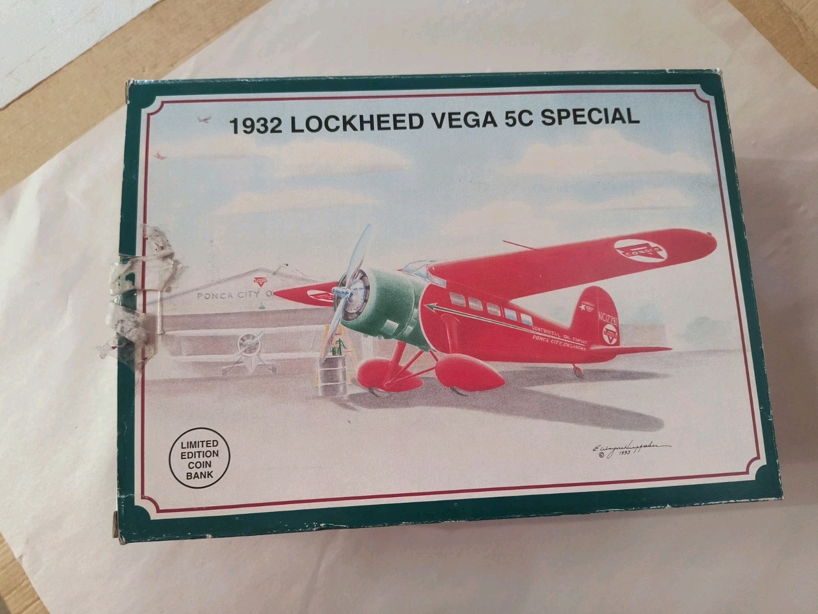 1932 Lockheed Vega 5C Special Conoco Diecast Plane Coin Bank Limited Edition '92
