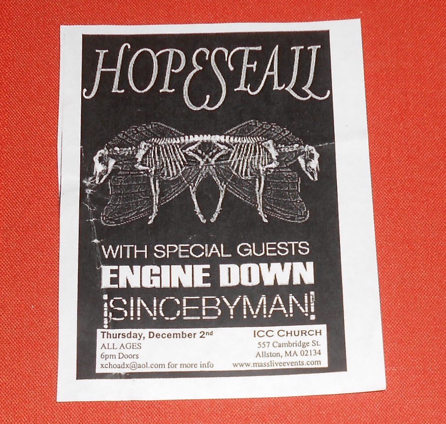 Hopesfall Engine Down Punk Flyer Poster 4x6