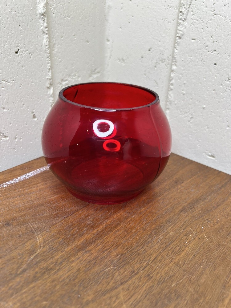 KOPP RAILROAD GLASS GLOBE RUBY RED TRAIN LANTERN RARE MARKED “K” BALL GLOBE VTG