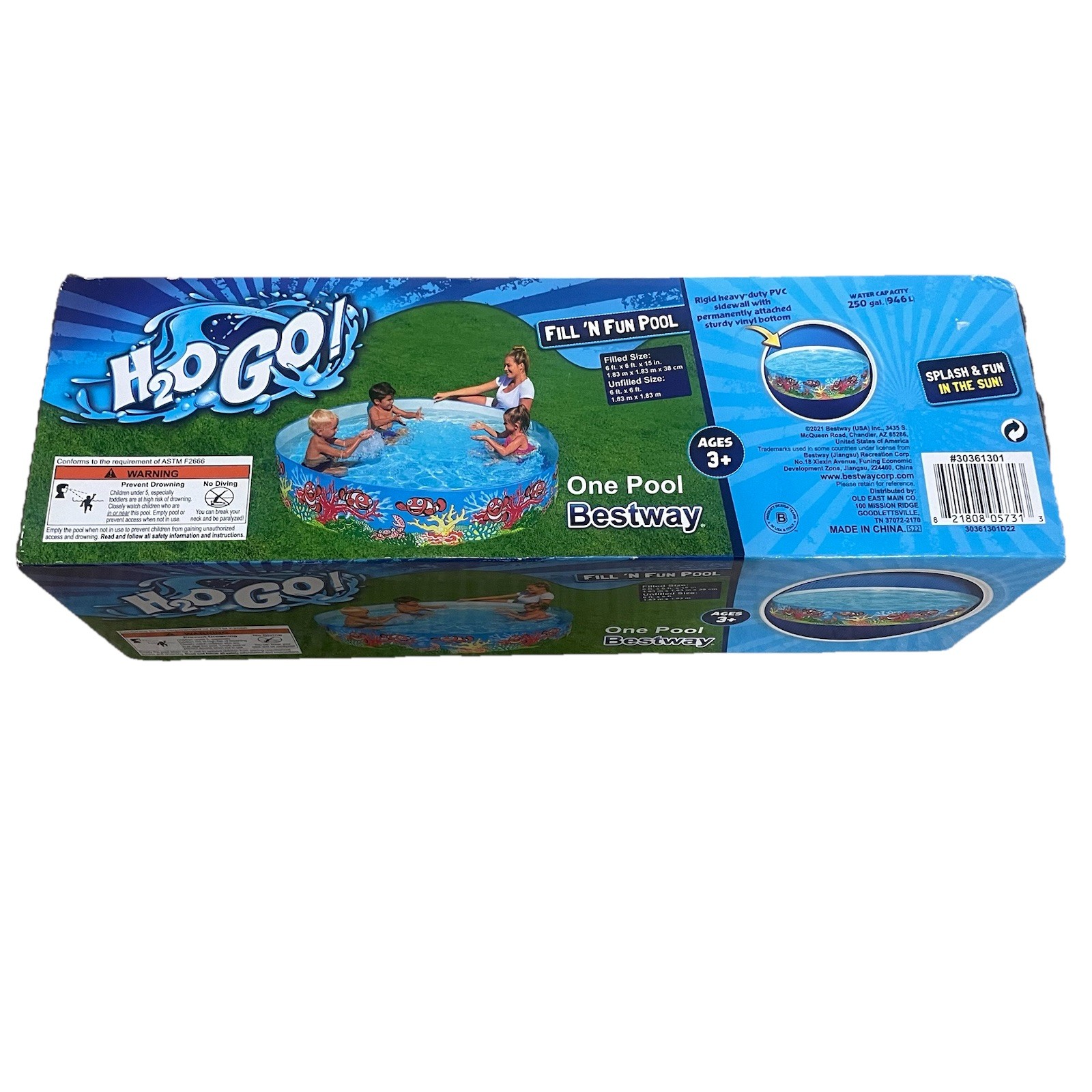 Bestway H2OGO! Kiddie Pool Fish Sea Life Fill 'N Fun 6’x6’x15” NEW