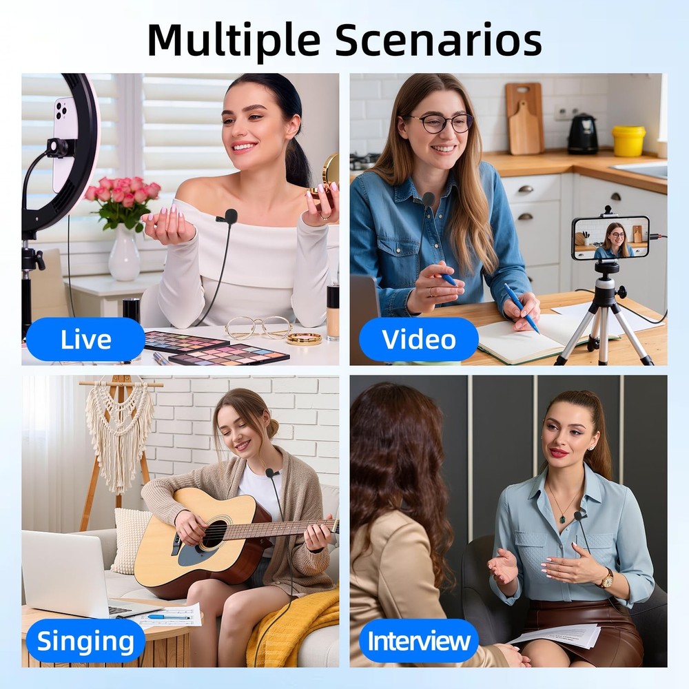 USB C Lavalier Microphone, Type-C Lapel Microphone Wired with USB A Adapter, ...