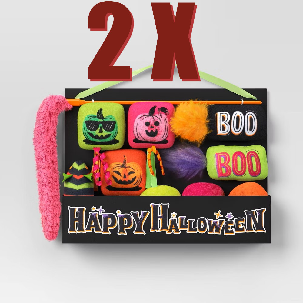 2X Hyde and Eek - Halloween Cauldron Bundle Plush Cat Toy Set - 10pc - NEW