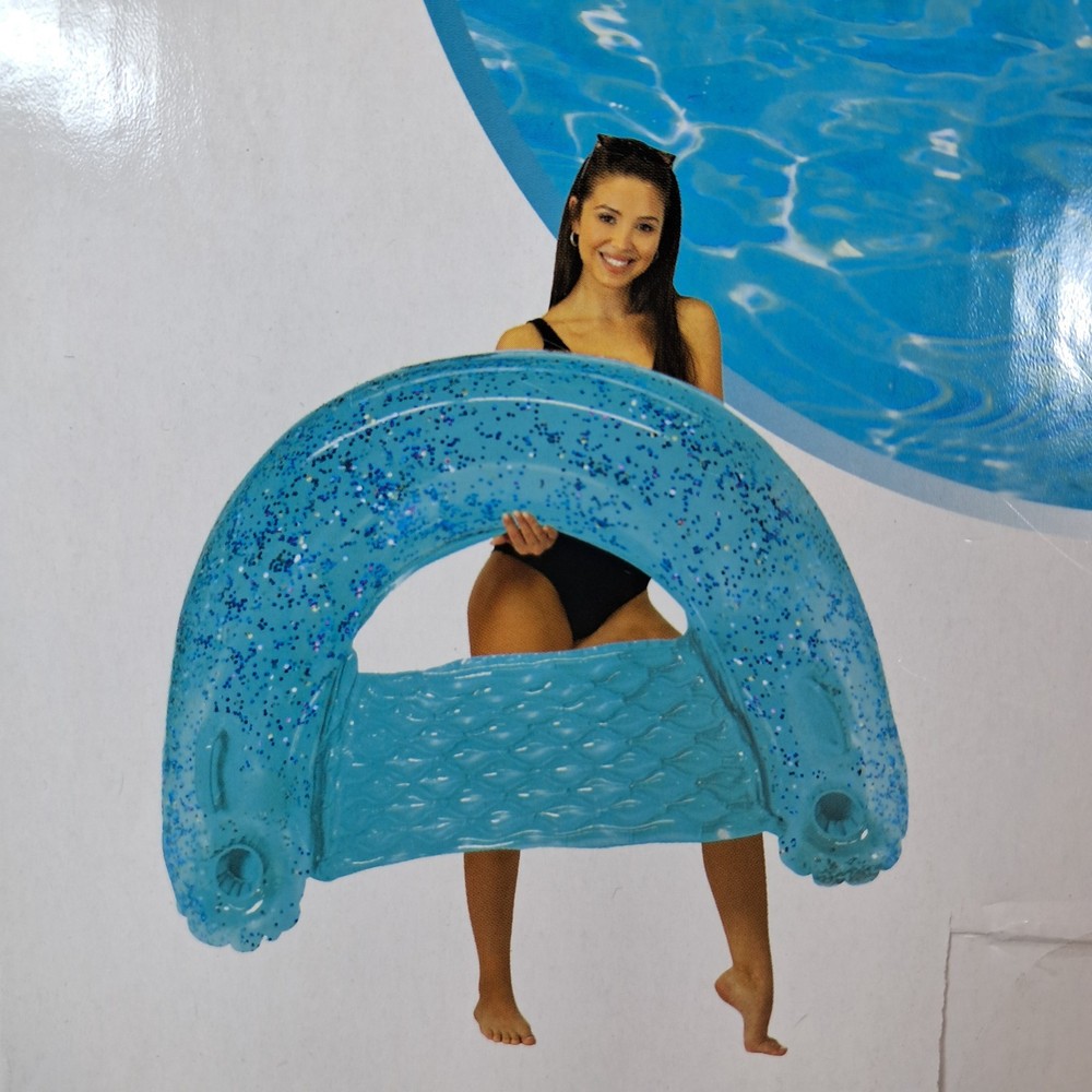 PoolCandy Glitter Aqua Jumbo Sun Chair Inflatable Pool Float New