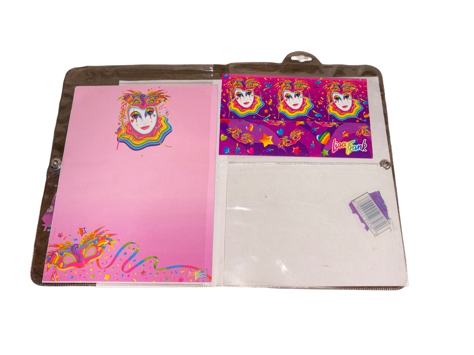 Lisa Frank Stationary Set Mardi Gras Clown Paper Cards Envelopes 90s INCOMPLETE