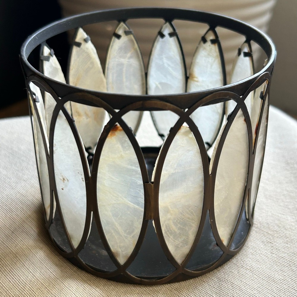 Capiz shell three wick candle holder cover