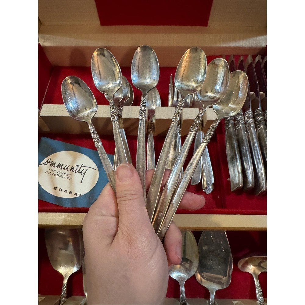 Community Silverplate Flatware Set 39 Pieces with Wooden Case