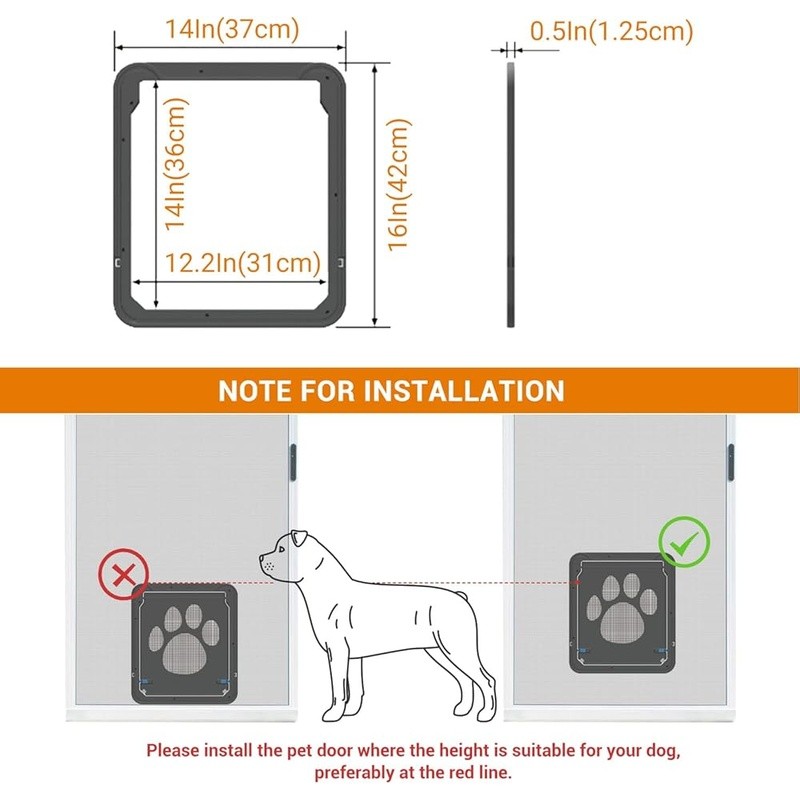 Automatic Pet Door Flap Lockable Screen Door Easy Install Medium Large Dogs New