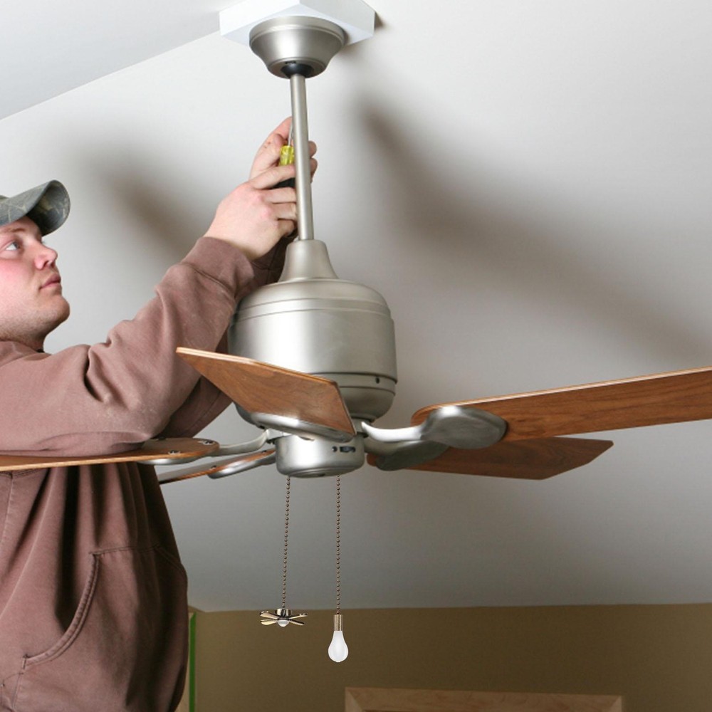 2X Ceiling Fan Pulls Lamp Metal Fan Chain Extender Retro Ceiling Fan Chain Pulls