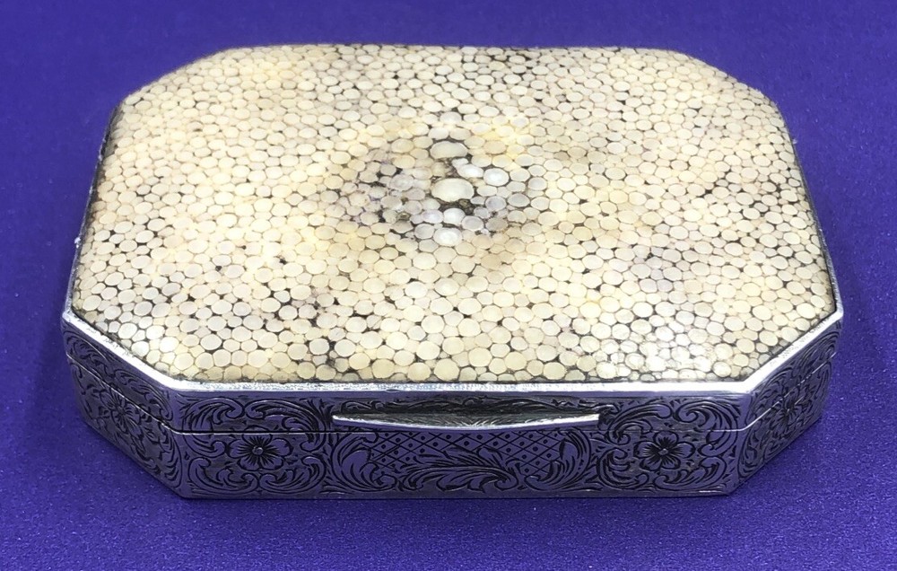 Austrian sterling silver and shagreen snuff box