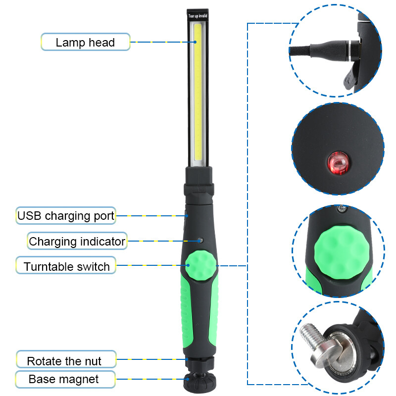 2x Multifunction Rechargeable COB LED Slim Work Light Workshop Auto Lamp 10000LM