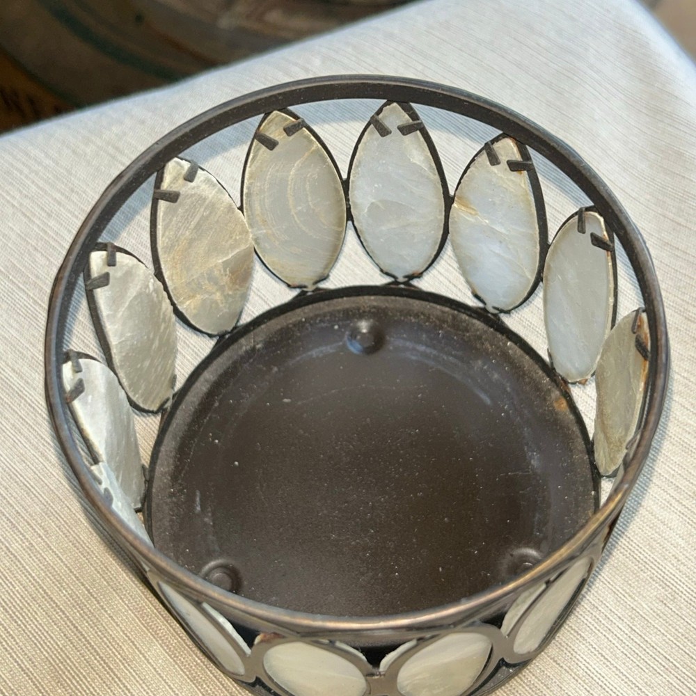 Capiz shell three wick candle holder cover