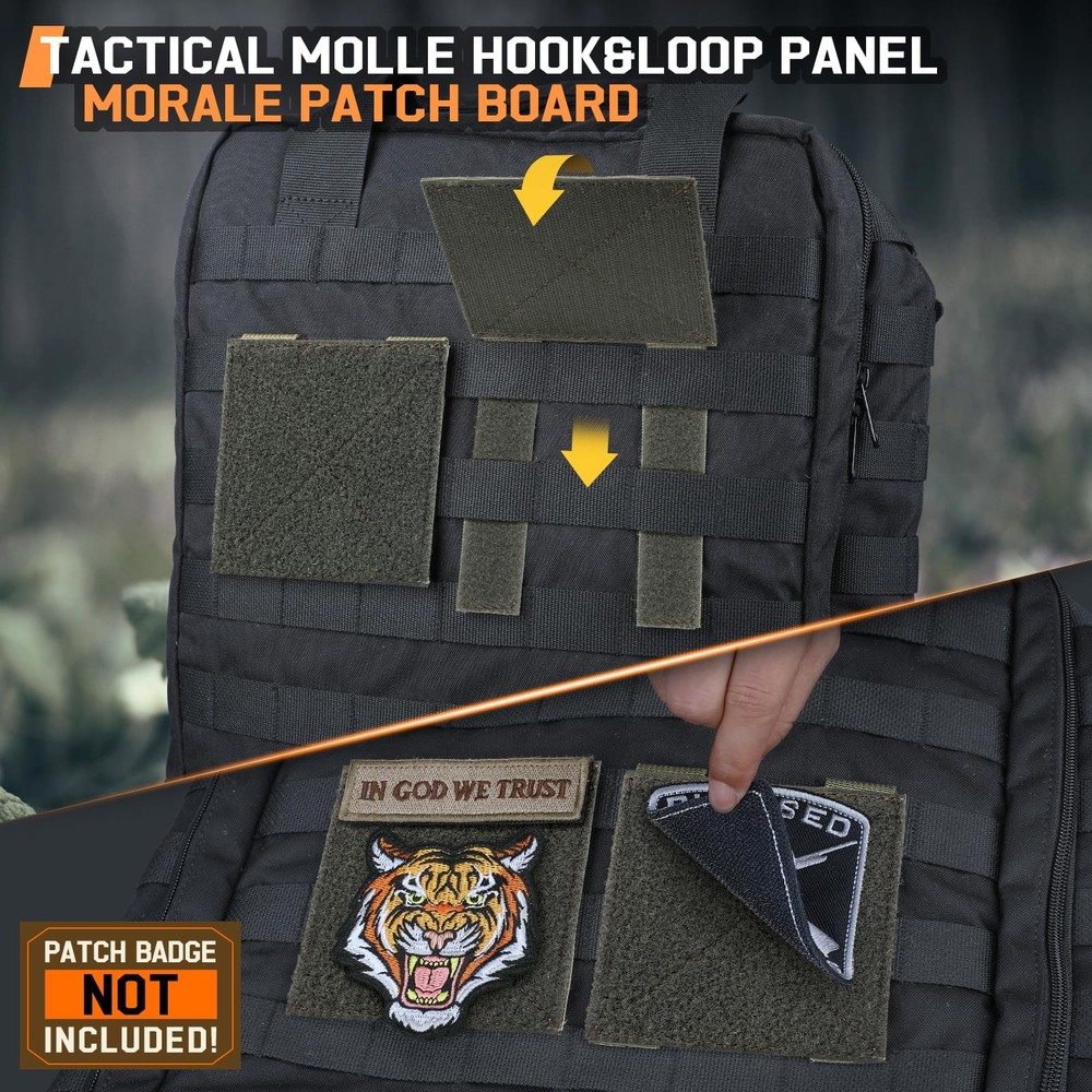 Molle Patch Panel,2/4 Pcs Tactical Hook&Loop Adapter Panel Morale Patch Board...