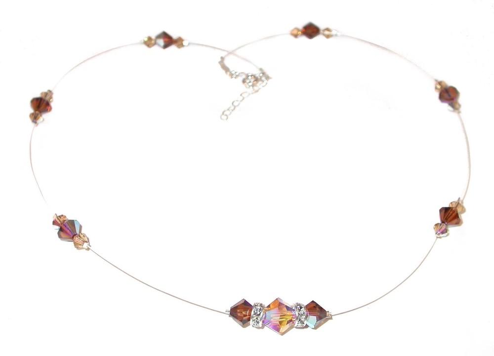 Floating 2-tone BROWN Illusion Crystal Necklace Swarovski Elements
