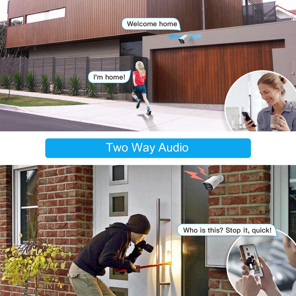 5MP Smart Home Security Camera System 10CH 1TB NVR WiFi Alexa Human Detection