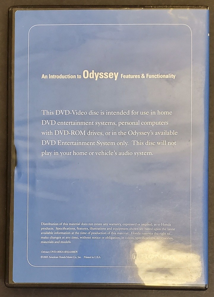 AN INTRODUCTION ODYSSEY FEATURES AND FUNCTIONALITY DVD #HO-01