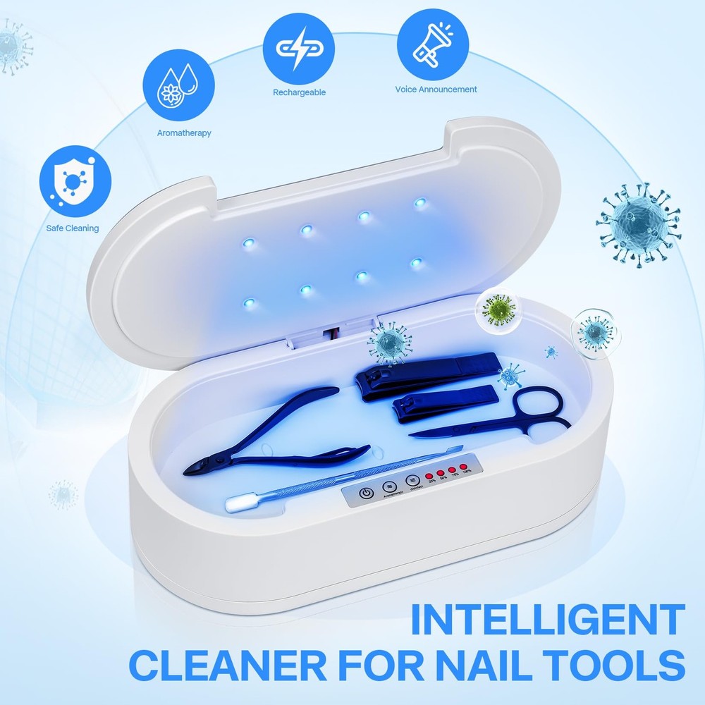 Nail Tools Sterilizer,Multi-function Blue Light Aromatherapy Cleaning Sterili...