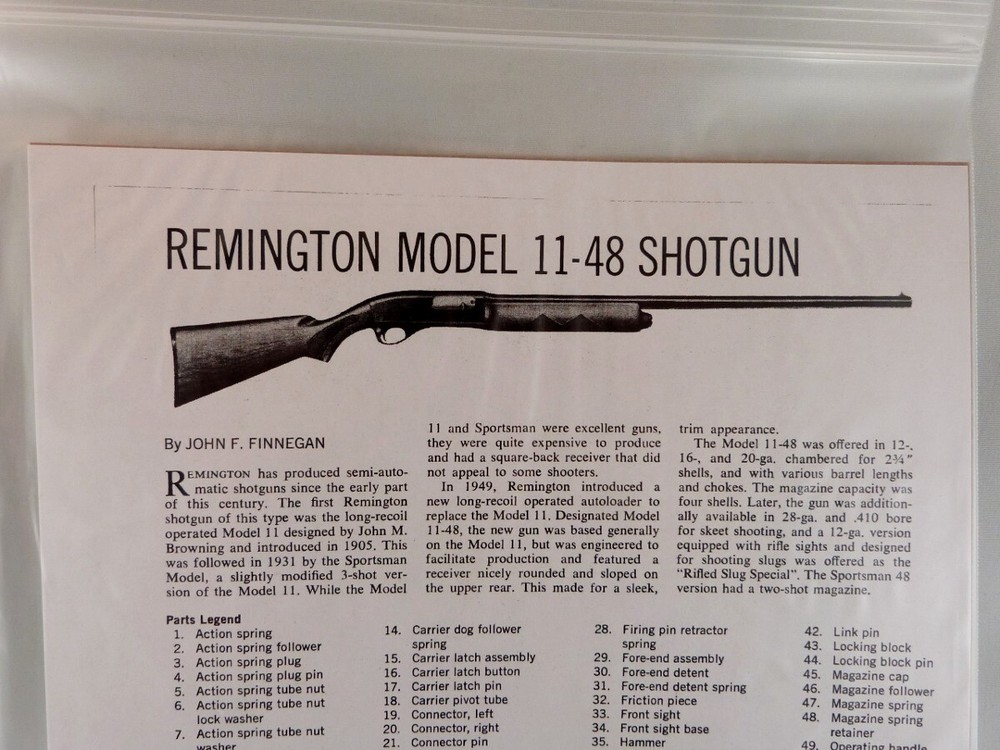 REMINGTON MODEL 11-48 SHOTGUN BREAK DOWN INSTRUCTION KIT a