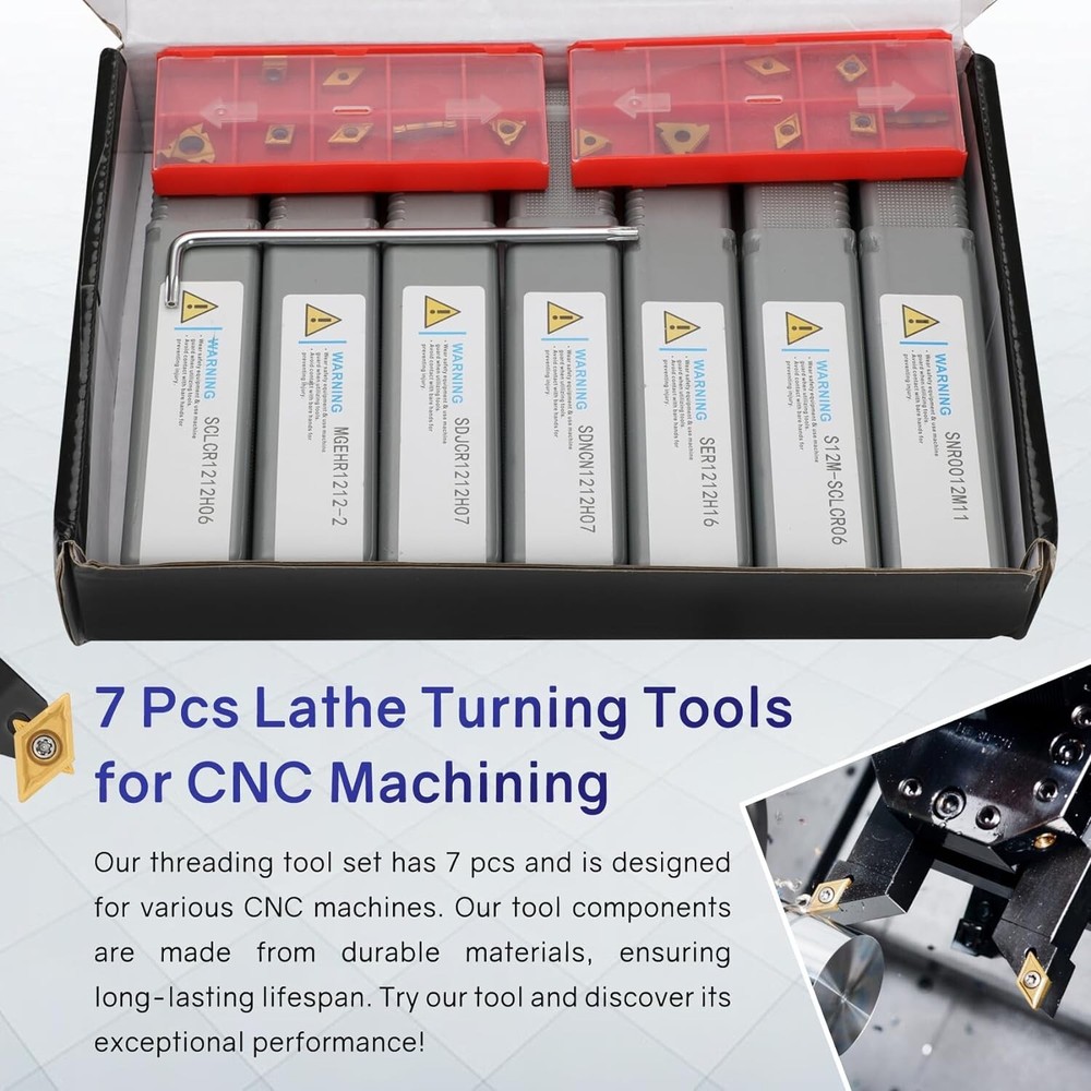 Versatile 21-Pc Indexable Lathe Tool Kit with Shock-Proof Holders & Inserts